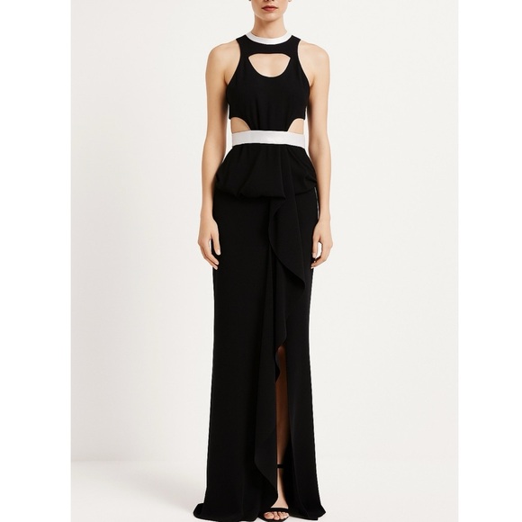 Catherine Maladrino cut-out gown with white leather waist band NWT - Picture 13 of 14